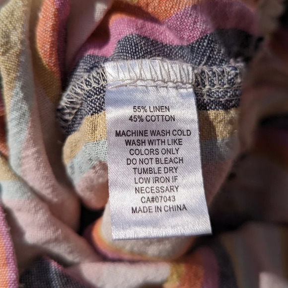 Just Living Linen Cotton Blend Colourful  Stripe Short Romper Woman's Large Boho - Picture 7 of 8